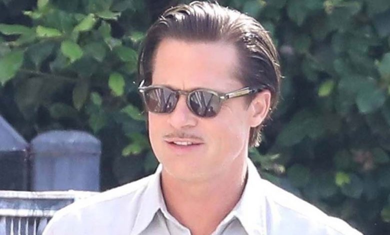 Brad Pitt Looks Dapper With A Pencil Mustache